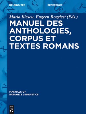 cover image of Manuel des anthologies, corpus et textes romans